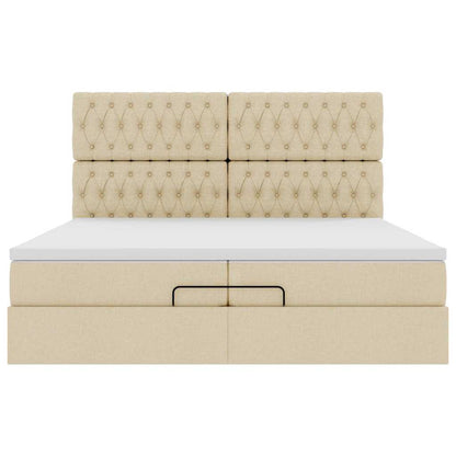 Ottoman-Bett mit Matratzen Creme 200x200 cm Stoff