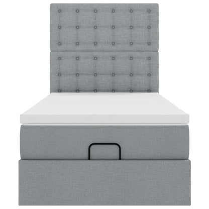 Ottoman-Bett mit Matratze Hellgrau 80x200 cm Stoff