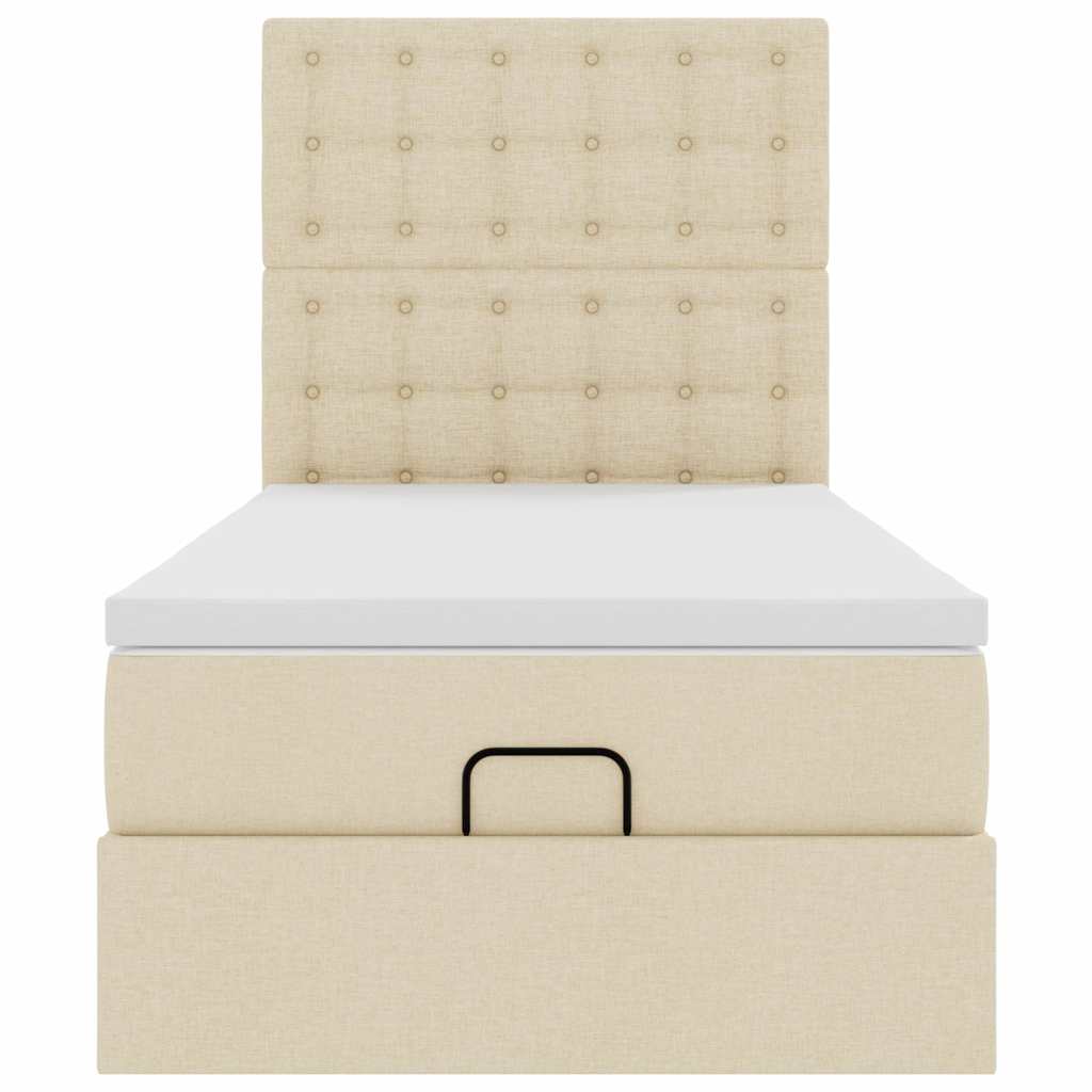 Ottoman-Bett mit Matratze Creme 90x190 cm Stoff