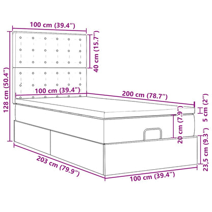 Ottoman-Bett mit Matratze Dunkelgrau 100x200 cm Stoff