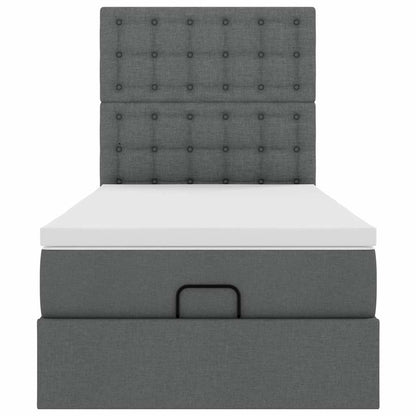 Ottoman-Bett mit Matratze Dunkelgrau 100x200 cm Stoff