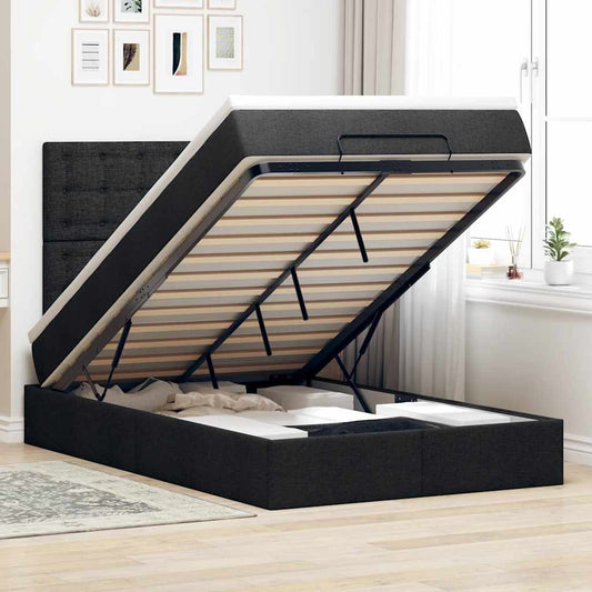 Ottoman-Bett mit Matratze Schwarz 120x190 cm Stoff