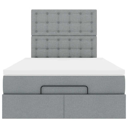 Ottoman-Bett mit Matratze Hellgrau 120x200 cm Stoff