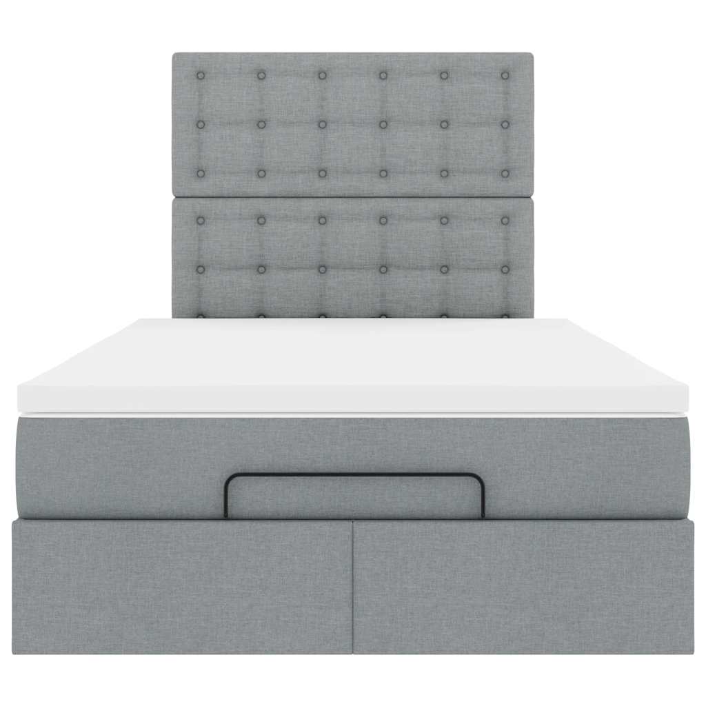 Ottoman-Bett mit Matratze Hellgrau 120x200 cm Stoff