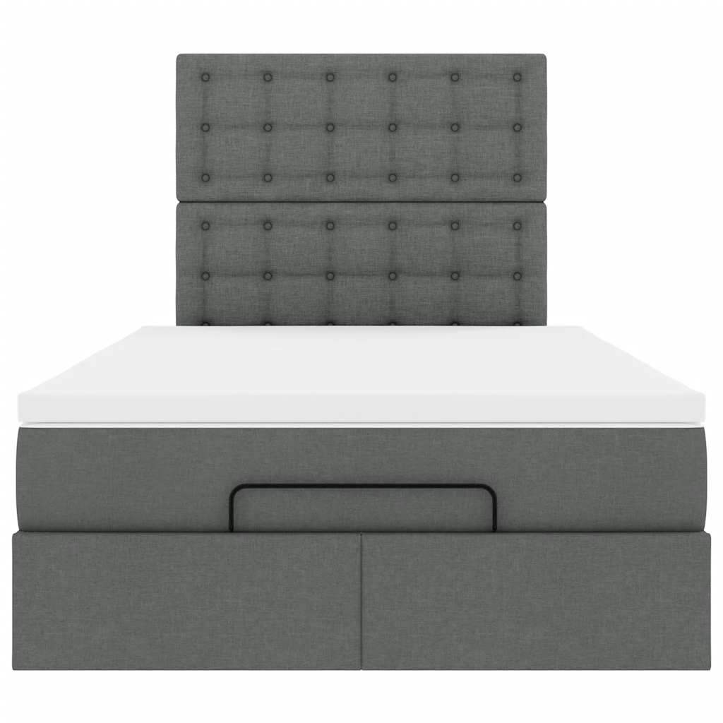 Lit ottoman avec matelas en tissu gris foncé 120x200 cm