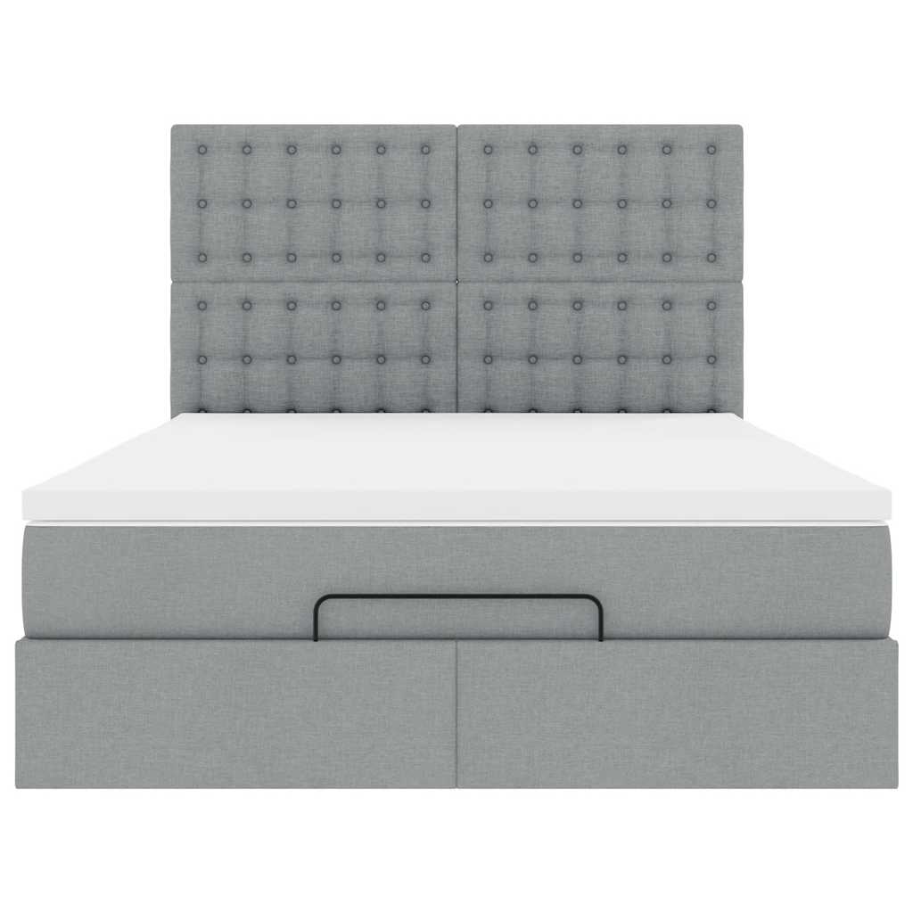 Ottoman-Bett mit Matratze Hellgrau 140x200 cm Stoff