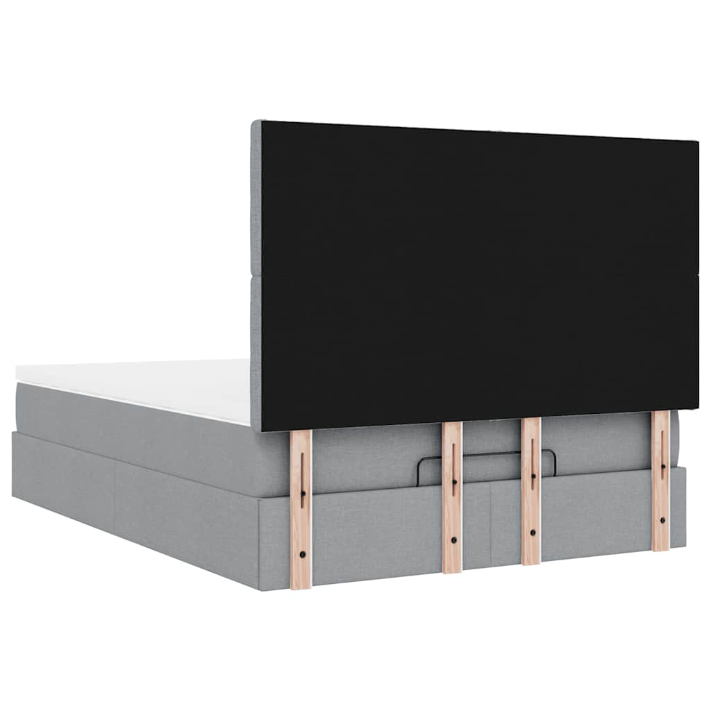 Ottoman-Bett mit Matratze Hellgrau 140x200 cm Stoff