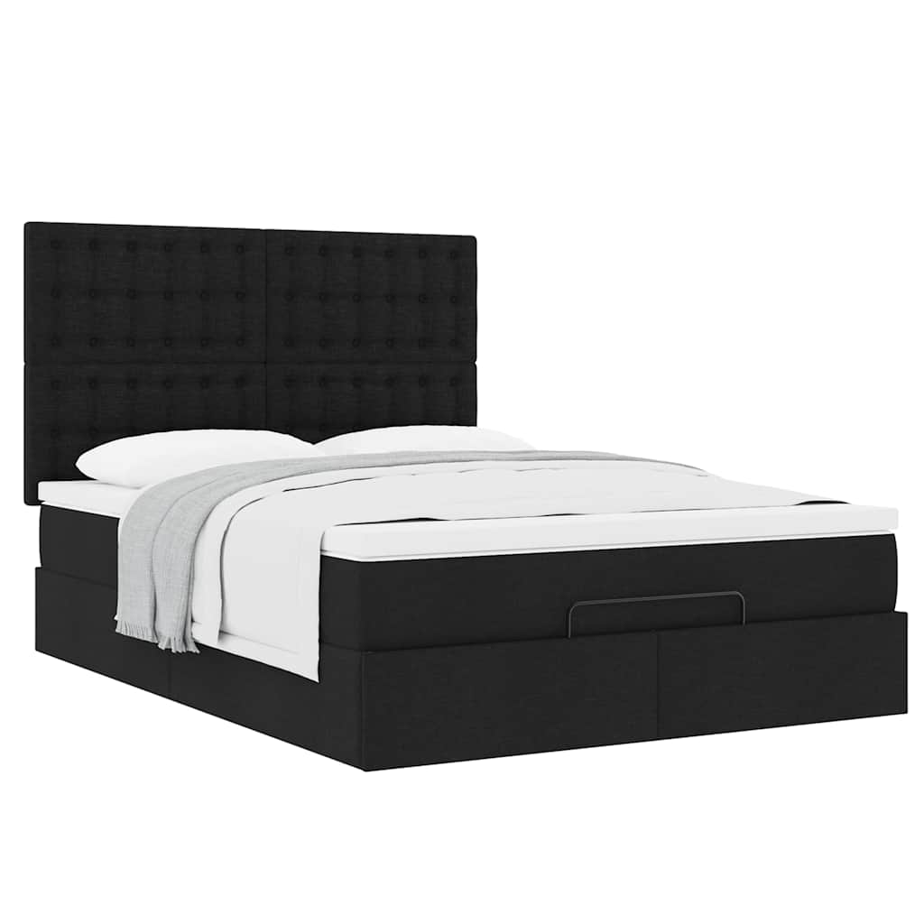 Ottoman-Bett mit Matratze Schwarz 140x200 cm Stoff