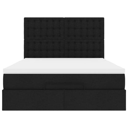 Ottoman-Bett mit Matratze Schwarz 140x200 cm Stoff