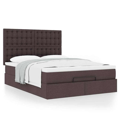 Ottoman-Bett mit Matratze Dunkelbraun 140x200 cm Stoff