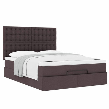 Ottoman-Bett mit Matratze Dunkelbraun 140x200 cm Stoff