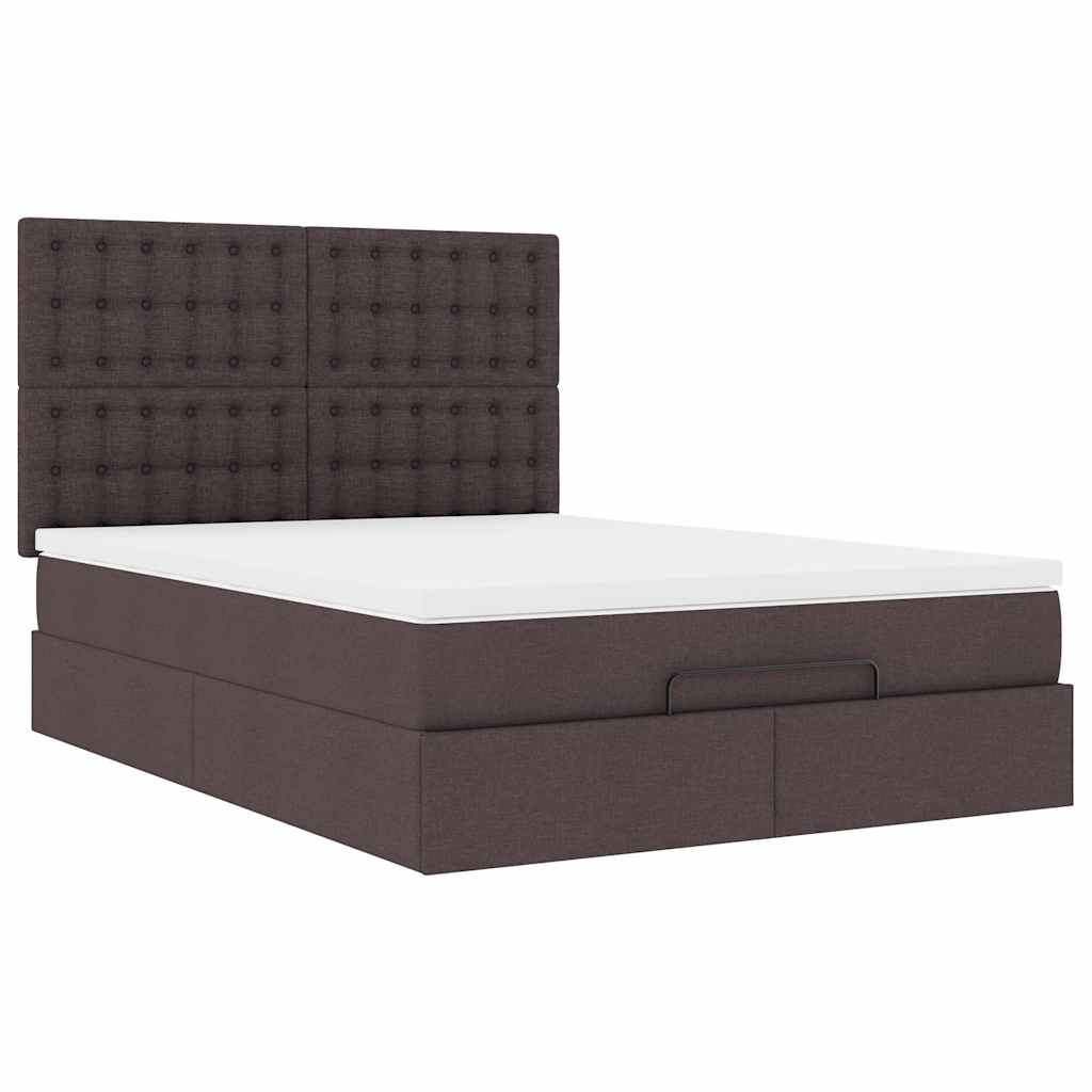 Ottoman-Bett mit Matratze Dunkelbraun 140x200 cm Stoff
