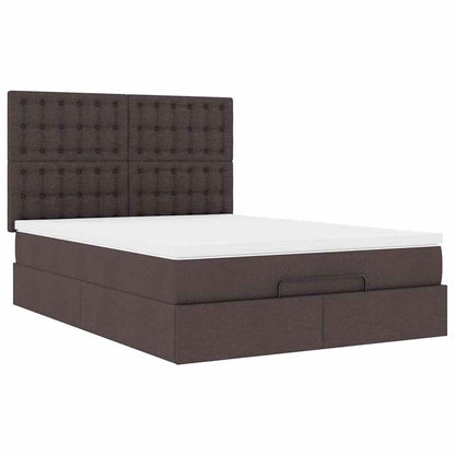 Ottoman-Bett mit Matratze Dunkelbraun 140x200 cm Stoff