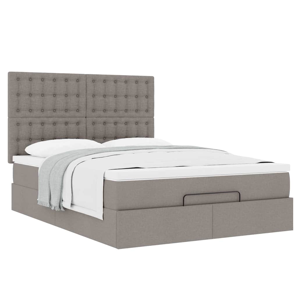 Ottoman-Bett mit Matratze Taupe 140x200 cm Stoff