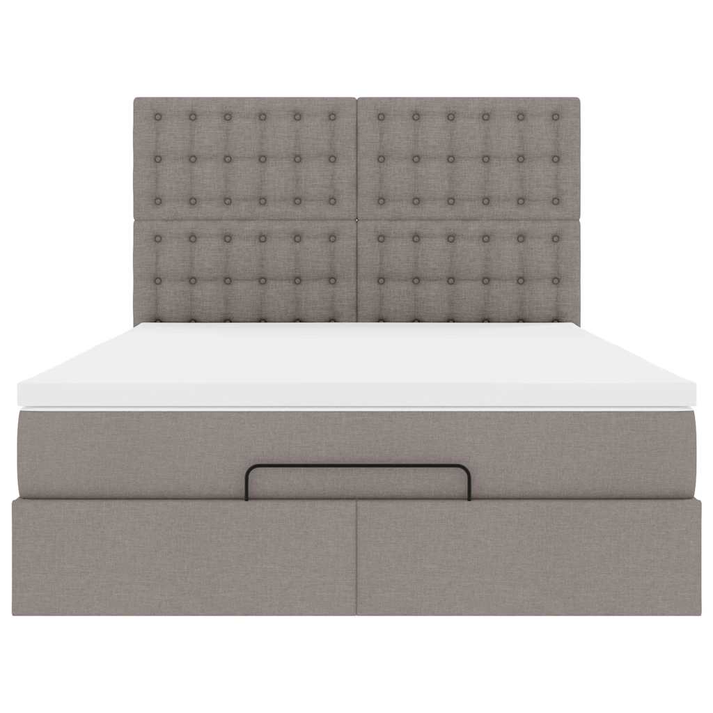 Ottoman-Bett mit Matratze Taupe 140x200 cm Stoff