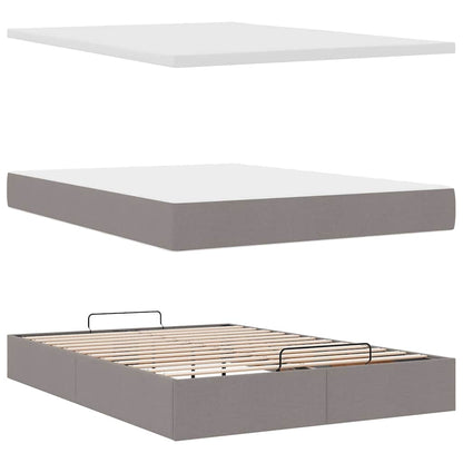 Ottoman-Bett mit Matratze Taupe 140x200 cm Stoff