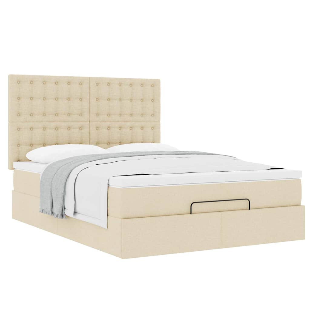 Ottoman-Bett mit Matratze Creme 140x200 cm Stoff