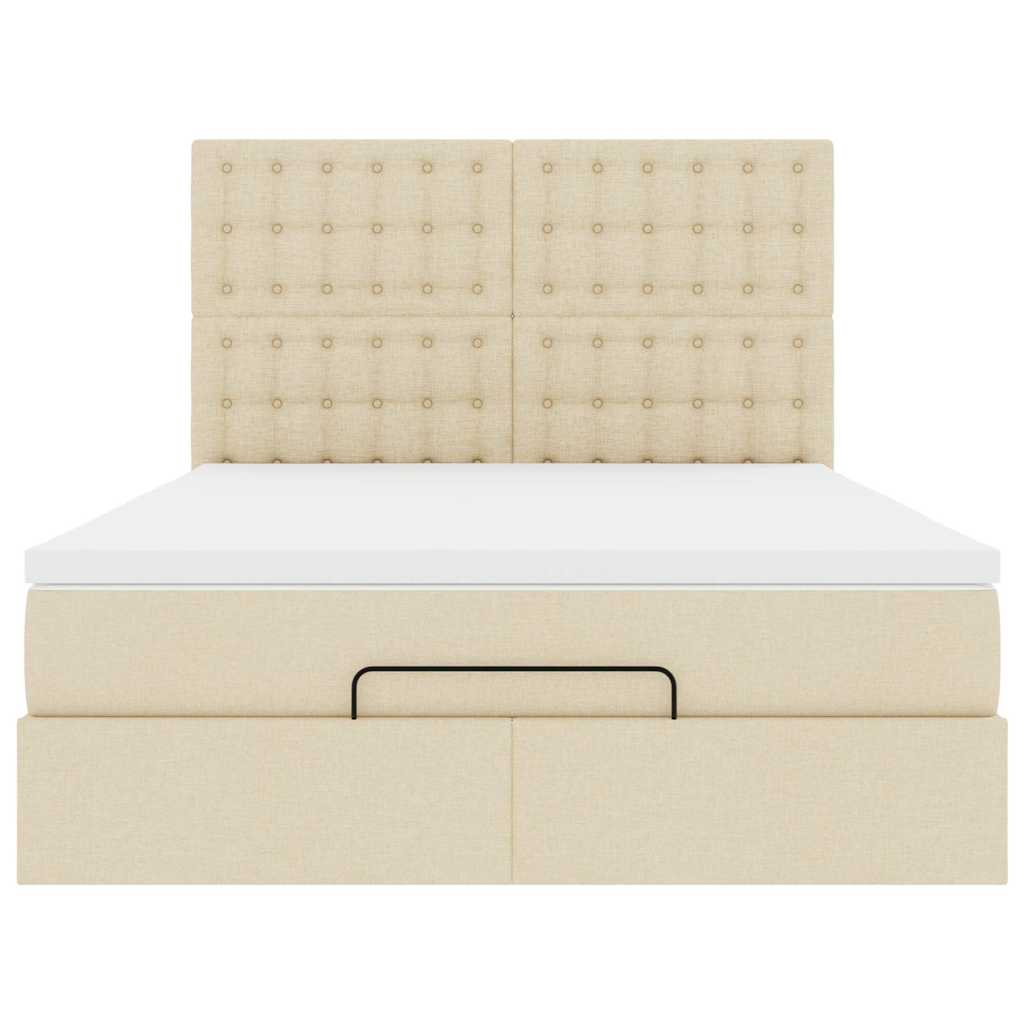 Ottoman-Bett mit Matratze Creme 140x200 cm Stoff