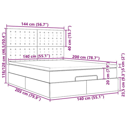 Ottoman-Bett mit Matratze Blau 140x200 cm Stoff