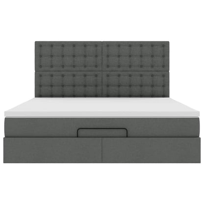 Ottoman-Bett mit Matratze Dunkelgrau 160x200 cm Stoff