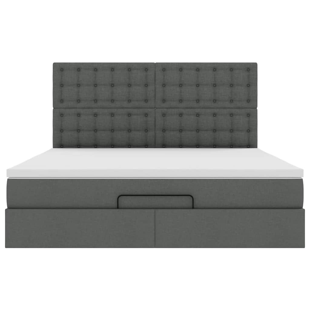 Ottoman-Bett mit Matratze Dunkelgrau 160x200 cm Stoff