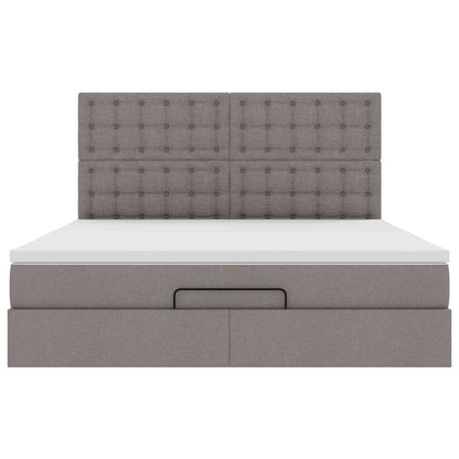 Ottoman-Bett mit Matratze Taupe 160x200 cm Stoff