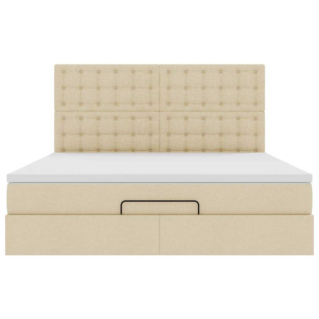 Ottoman-Bett mit Matratze Creme 160x200 cm Stoff