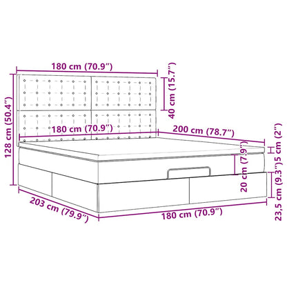 Ottoman-Bett mit Matratze Hellgrau 180x200 cm Stoff