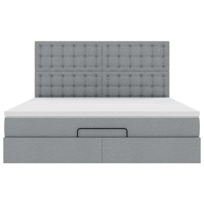 Ottoman-Bett mit Matratze Hellgrau 180x200 cm Stoff