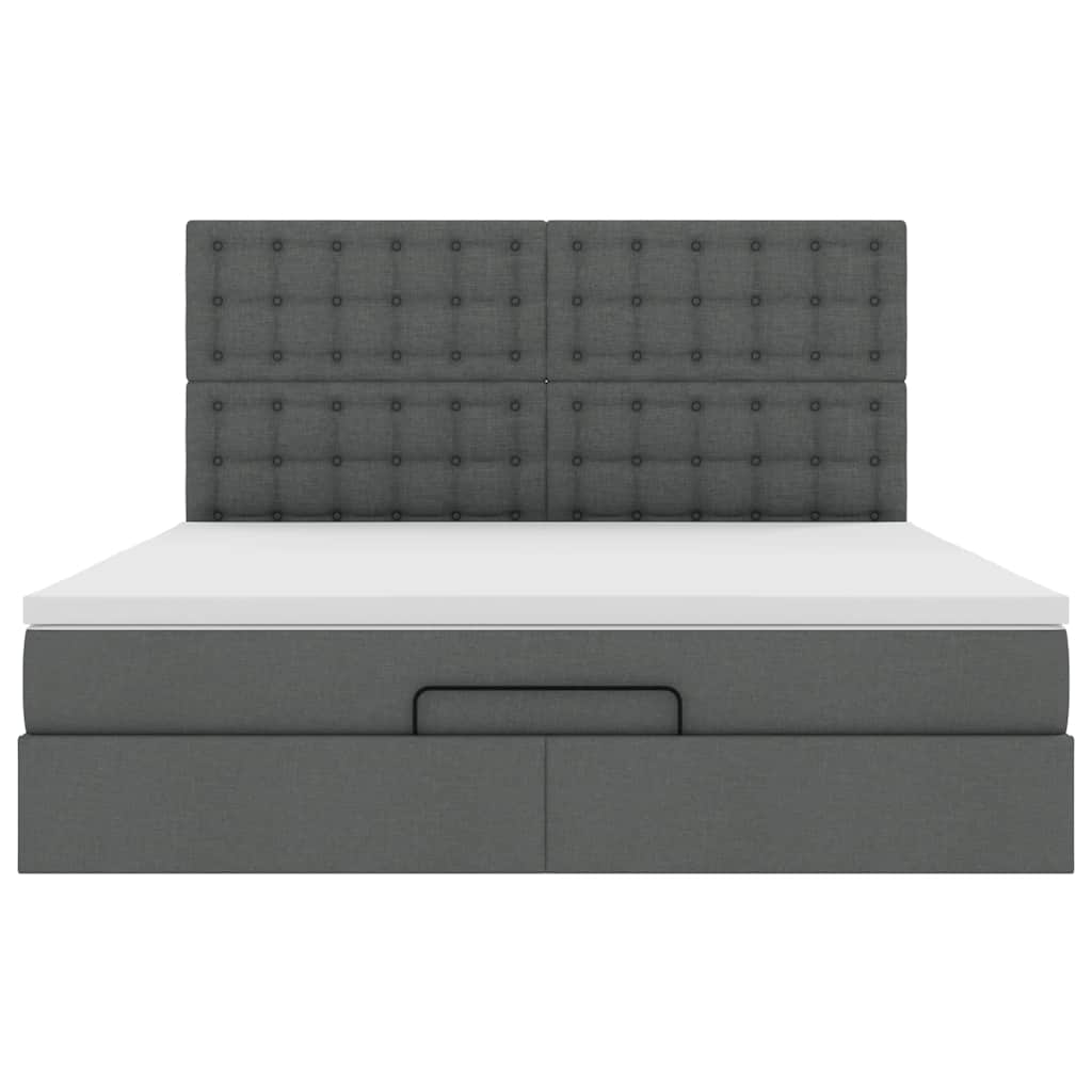 Lit ottoman avec matelas en tissu gris foncé 180x200 cm