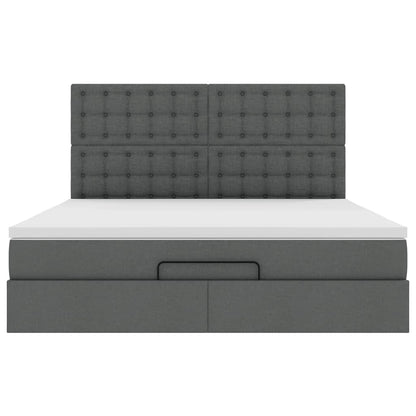 Ottoman-Bett mit Matratze Dunkelgrau 180x200 cm Stoff