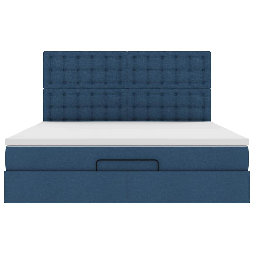 Ottoman-Bett mit Matratze Blau 180x200 cm Stoff