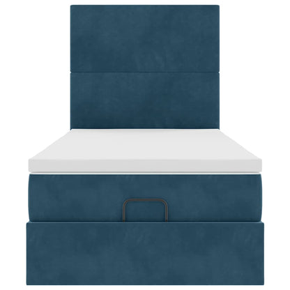 Ottoman-Bett mit Matratzen Dunkelblau 90x190 cm Samt