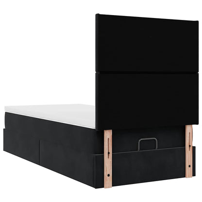 Ottoman-Bett mit Matratzen Schwarz 90x200 cm Samt