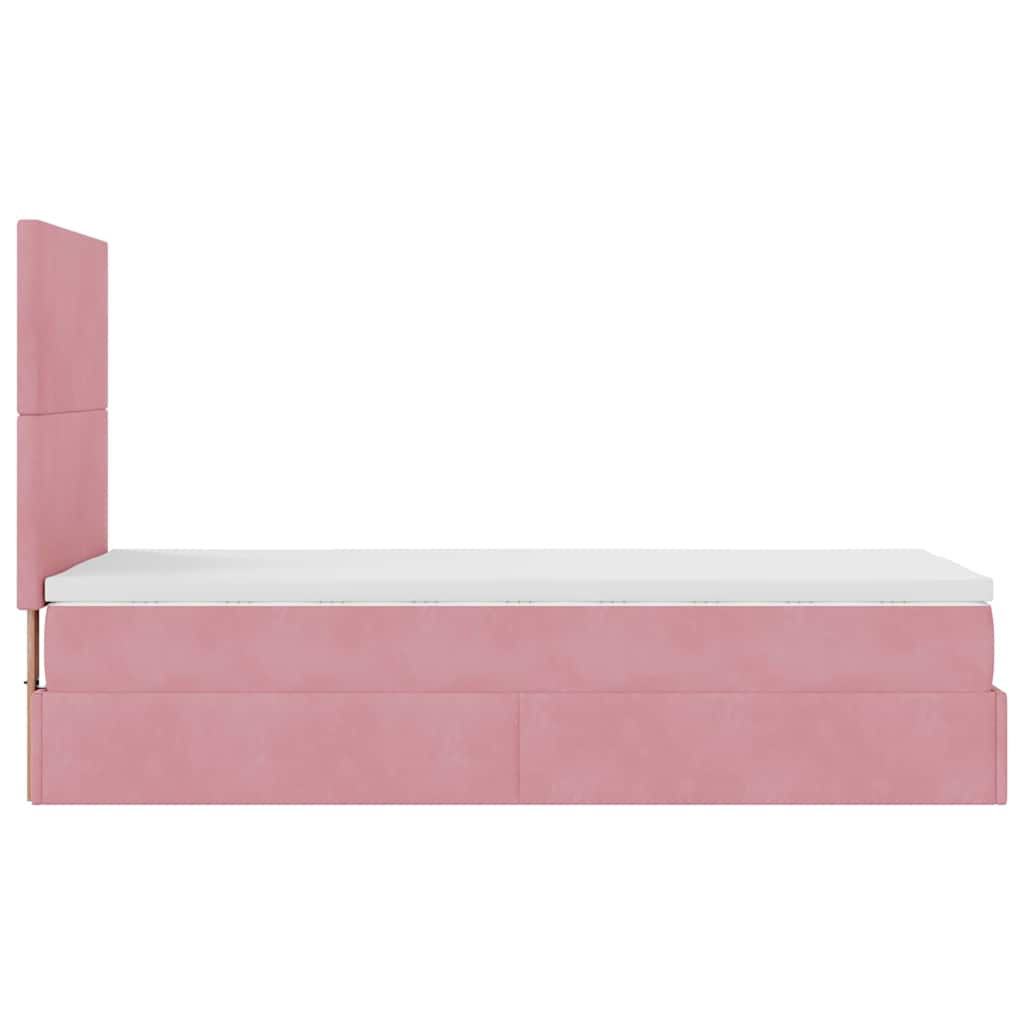 Ottoman bed with mattress pink 90x200 cm velvet