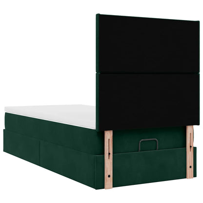 Ottoman-Bett mit Matratzen Dunkelgrün 100x200 cm Samt
