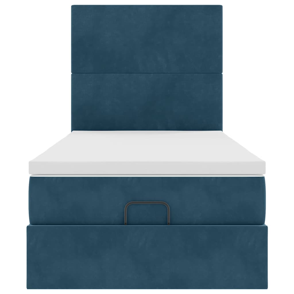Ottoman-Bett mit Matratzen Dunkelblau 100x200 cm Samt