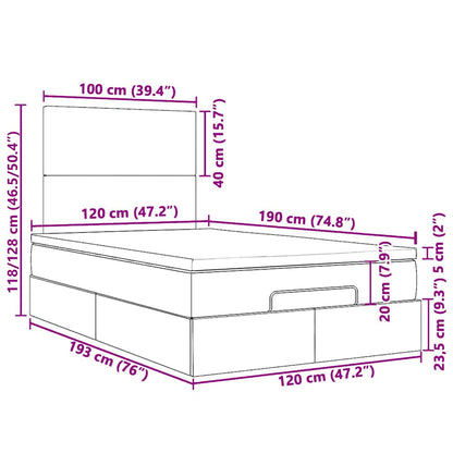 Ottoman-Bett mit Matratzen Hellgrau 120x190 cm Samt