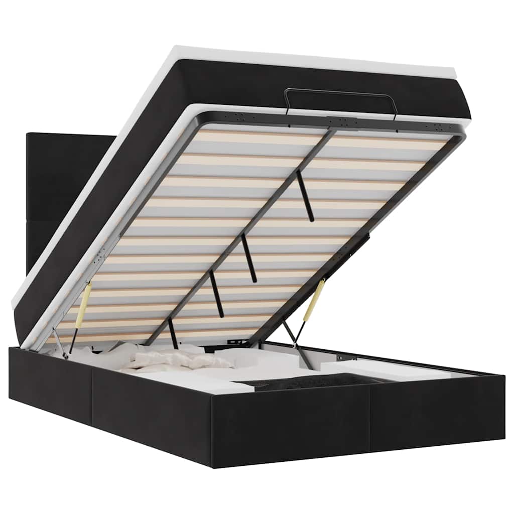 Ottoman-Bett mit Matratzen Schwarz 120x190 cm Samt