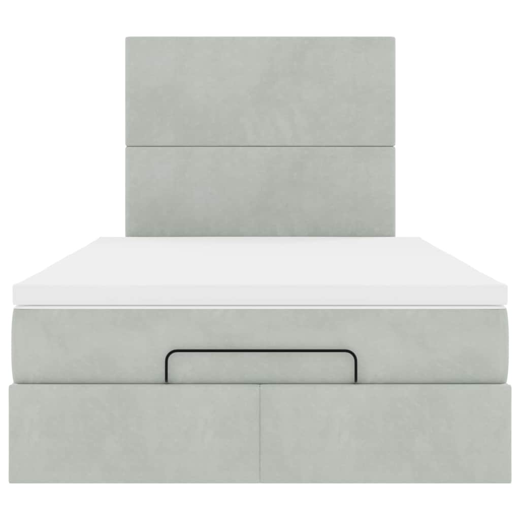 Ottoman-Bett mit Matratzen Hellgrau 120x200 cm Samt