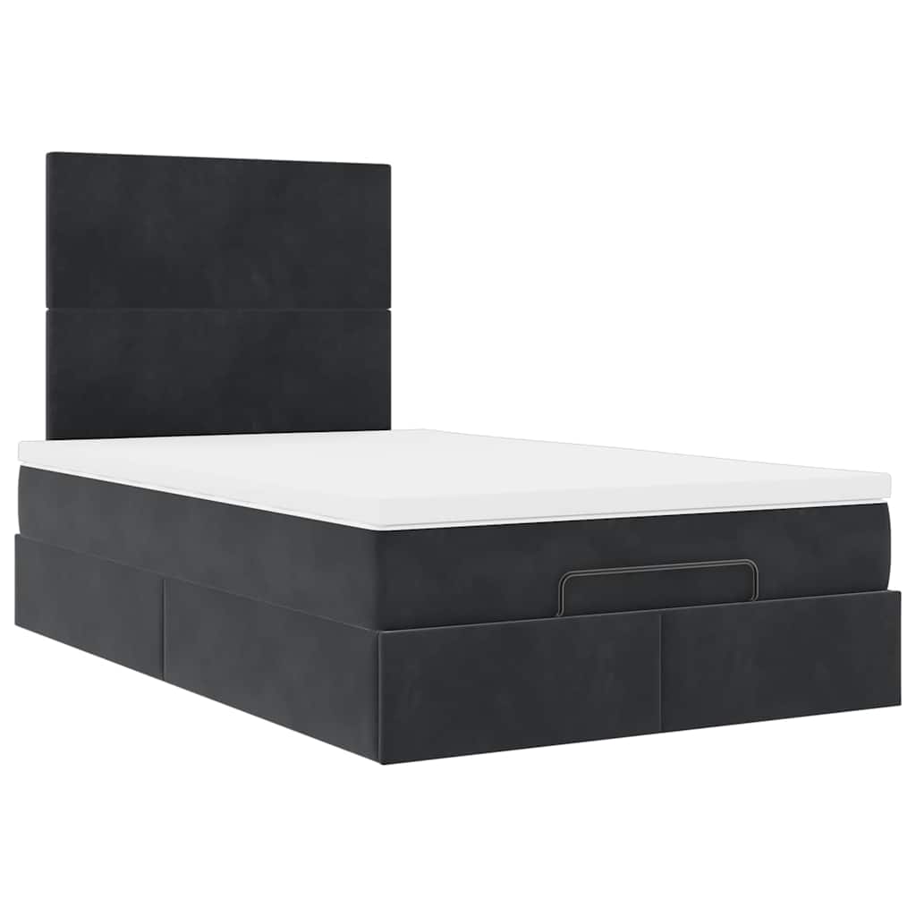 Ottoman bed with mattresses black 120x200 cm velvet