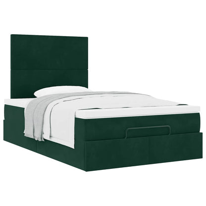 Ottoman-Bett mit Matratzen Dunkelgrün 120x200 cm Samt
