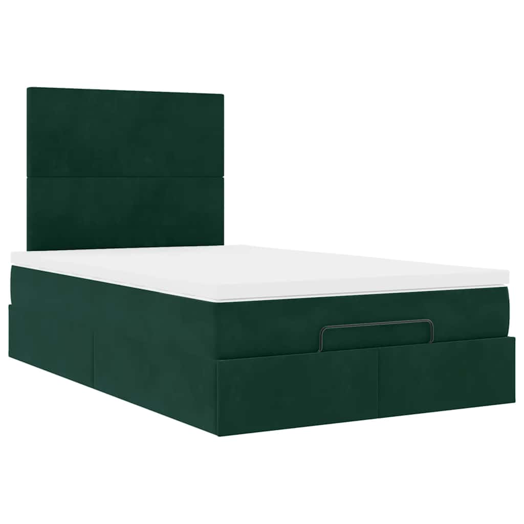 Ottoman-Bett mit Matratzen Dunkelgrün 120x200 cm Samt