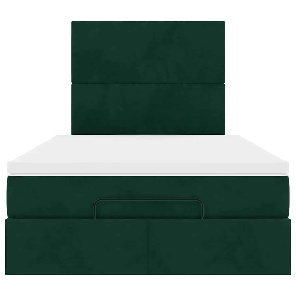 Ottoman-Bett mit Matratzen Dunkelgrün 120x200 cm Samt