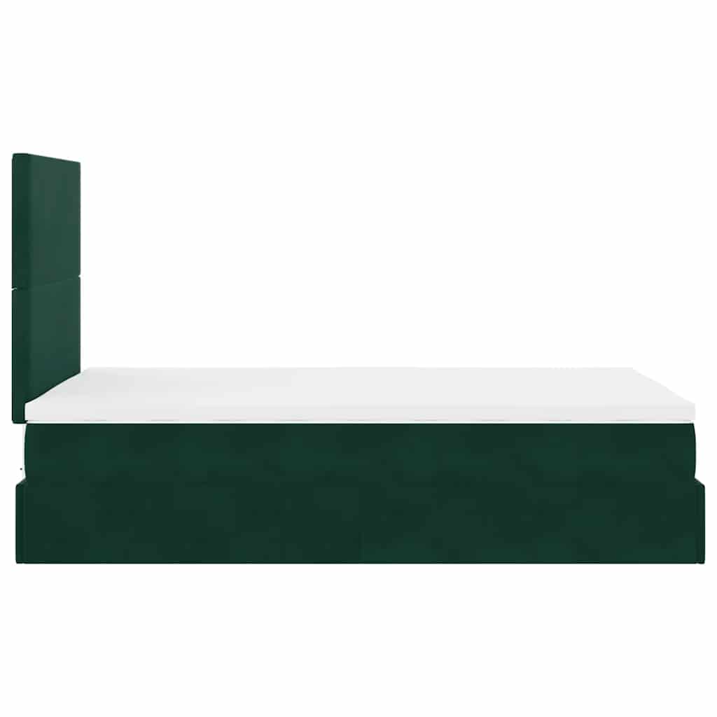 Ottoman-Bett mit Matratzen Dunkelgrün 120x200 cm Samt