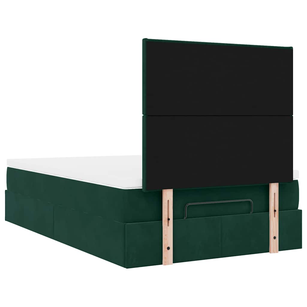 Ottoman-Bett mit Matratzen Dunkelgrün 120x200 cm Samt