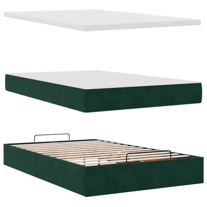 Ottoman-Bett mit Matratzen Dunkelgrün 120x200 cm Samt