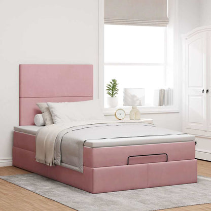 Ottoman-Bett mit Matratzen Rosa 120x200 cm Samt