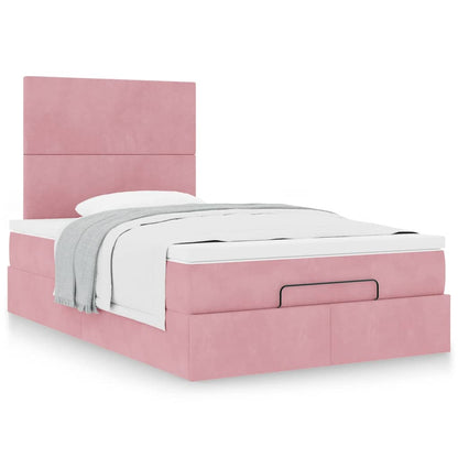 Ottoman-Bett mit Matratzen Rosa 120x200 cm Samt