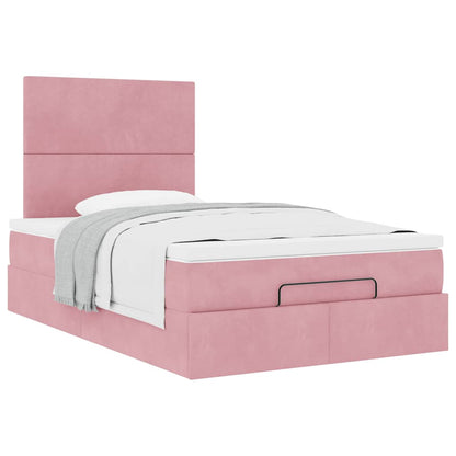 Ottoman-Bett mit Matratzen Rosa 120x200 cm Samt